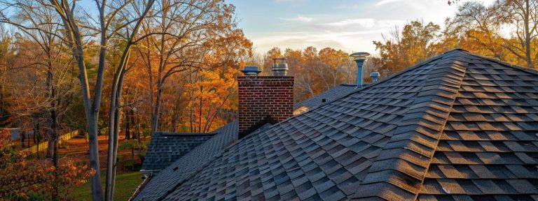 a skilled contractor inspects a modern, suburban maryland home’s roof under bright artificial lights, showcasing tools and materials for a residential roofing project, emphasizing professionalism and expertise in roofing services.